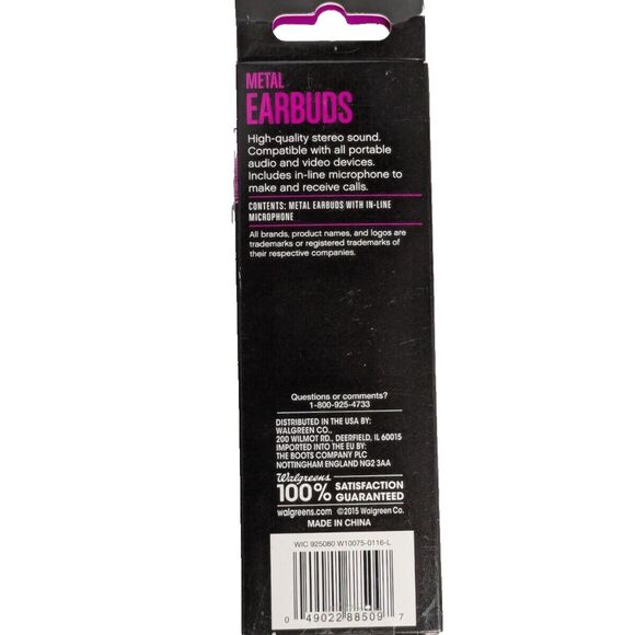 NIP Infinitive Metal Earbuds Stereo With In-Line Microphone 3.5mm Aux Jack NEW - Picture 2 of 6